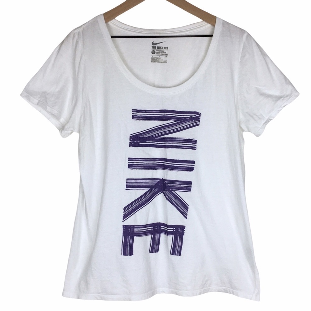 NIKE Tee Athletic Cut T Shirt Spellout Short Sleeve Athleisure Lounge Workout XL
